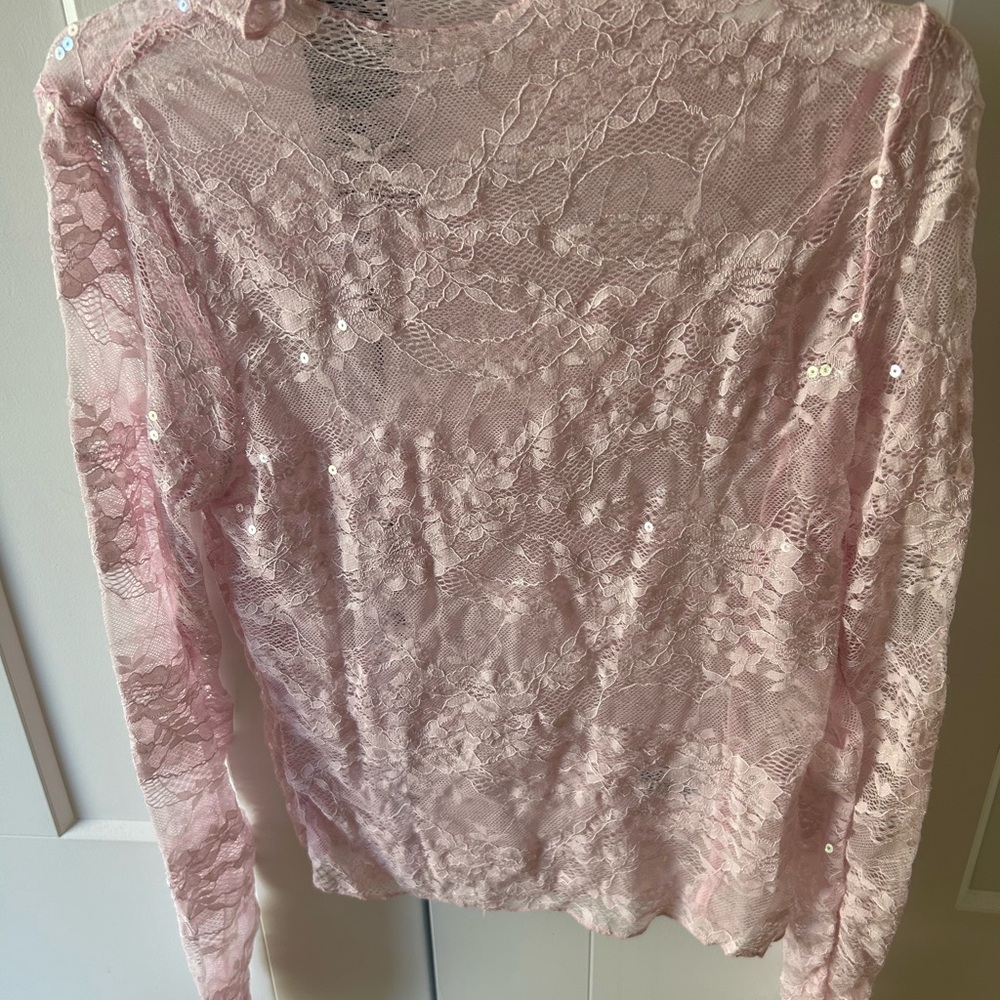 Elegant Pink Lace Women's Top